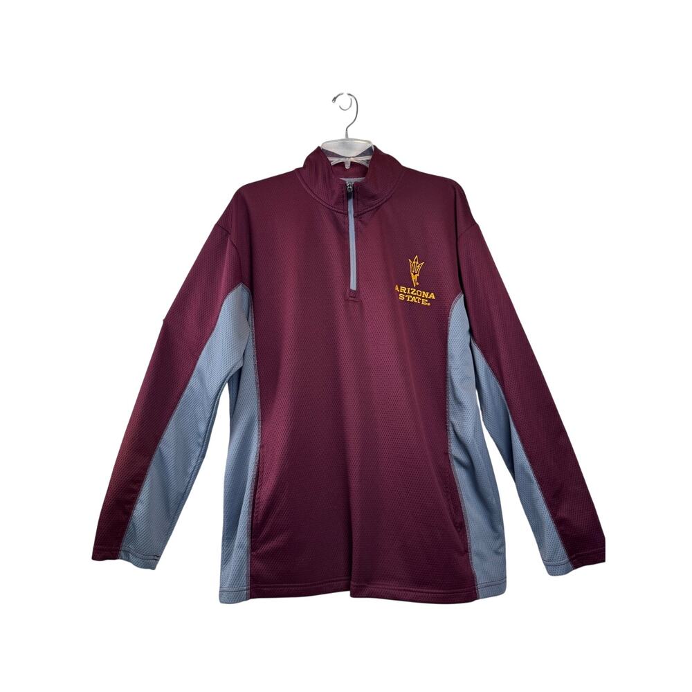 ASU Arizona State Pullover Long Sleeve 1/4 Zip Pitch Fork Embroidered Lge 42/44